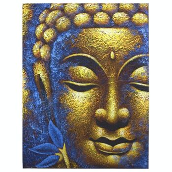 BAP-09 - Peinture Bouddha - Visage Doré & Fleur de Lotus - Vendu en 1x unité/s par extérieur 4