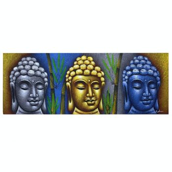 BAP-13 - Peinture Bouddha - Trois Têtes Avec Bambou - Vendu en 1x unité/s par extérieur 4