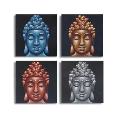 BAP-16 - Lot de 4 Têtes de Bouddha Détail Sable 40x40cm - Vendu en 1x unité/s par extérieur