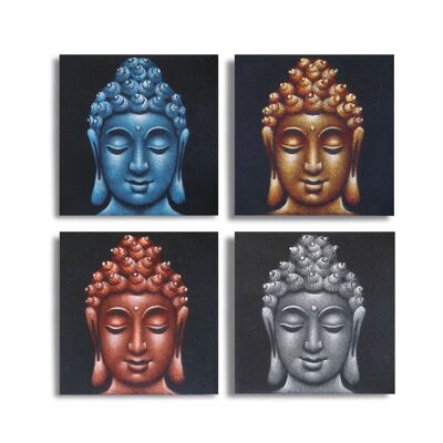 BAP-16 - Set of 4 Buddha Heads Sand Detail 40x40cm - Sold in 1x unit/s per outer