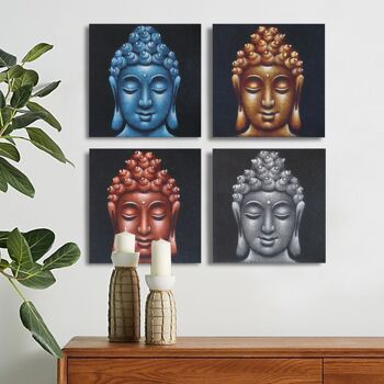 BAP-16 - Lot de 4 Têtes de Bouddha Détail Sable 40x40cm - Vendu en 1x unité/s par extérieur 5