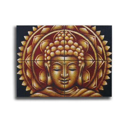 BAP-19 - Dettagli Broccato Mandala Buddha Oro 30x40cm x 4 - Venduto in 1x unità/s per esterno