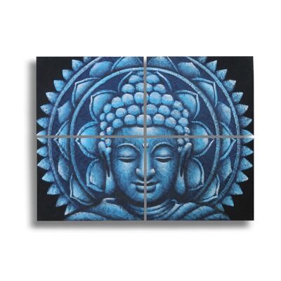 BAP-20 – Blaues Buddha-Mandala-Brokatdetail 30 x 40 cm x 4 – Verkauft in 1 Einheit/en pro Außenhülle