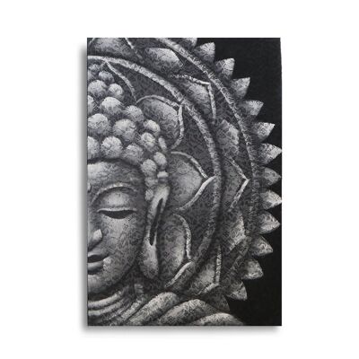 BAP-21 – Graues halbes Buddha-Mandala 60 x 80 cm – Verkauft in 1 Einheit/en pro Außenhülle