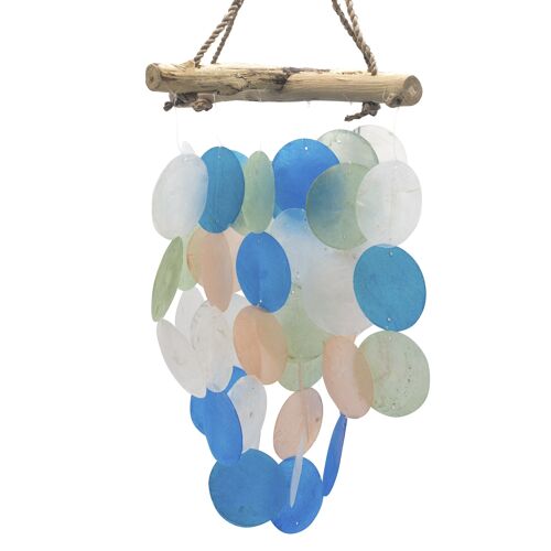 Copi-05 - Blue & Pearl Effect Driftwood Cross Chime - Sold in 1x unit/s per outer