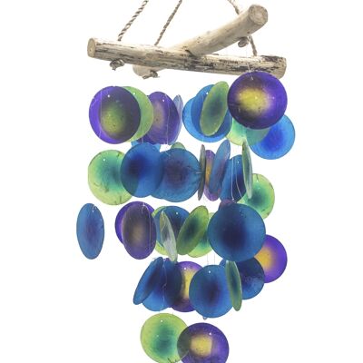 Copi-06 - Green & Purple Driftwood Cross Chime - Sold in 1x unit/s per outer