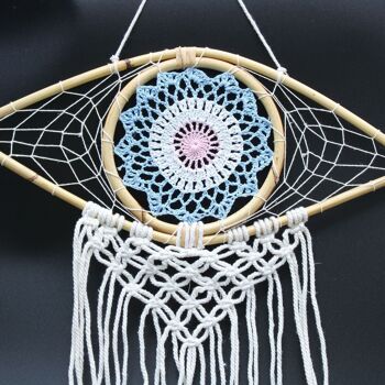 EyeDC-07 - Protection Dream Catcher - Med Macrame Evil Eye Bleu/Blanc/Rose - Vendu en 1x unité/s par extérieur 2