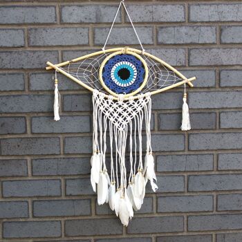 EyeDC-08 - Protection Dream Catcher - Med Macrame Evil Eye Bleu/Blanc/Noir - Vendu en 1x unité/s par extérieur 1