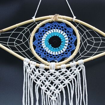 EyeDC-08 - Protection Dream Catcher - Med Macrame Evil Eye Bleu/Blanc/Noir - Vendu en 1x unité/s par extérieur 2