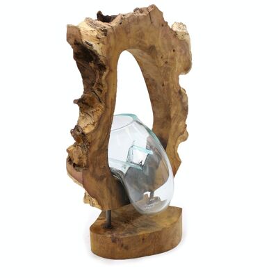 MGW-31 - Molten Glass Hanging Art Vase on Wood - Sold in 1x unit/s per outer