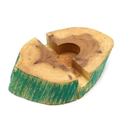NMH-03 - Lrg Gamal Wood Phone Holder - Greenwash - Sold in 1x unit/s per outer