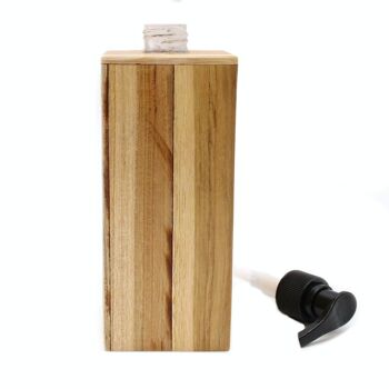 NSD-02 - Distributeurs de savon en bois de teck carré - 250 ml - Vendu en 6x unité/s par extérieur 3