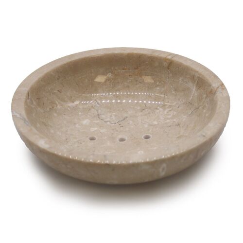 SSD-07 - Round Honey Marble Rounded Soap Dish - Sold in 1x unit/s per outer