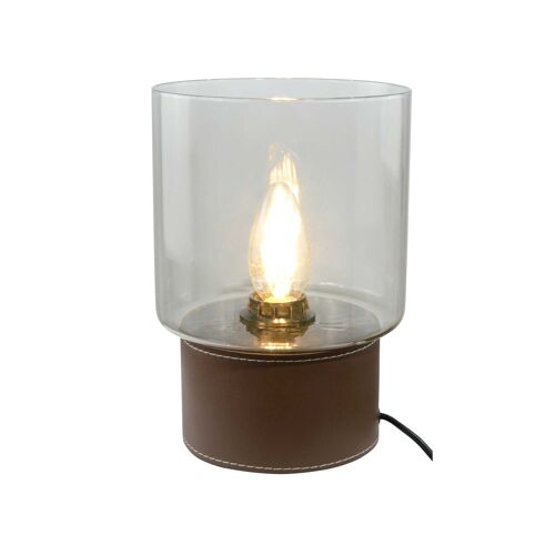 Lampe en verre et simili cuir Acorel