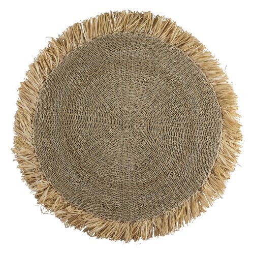 Round Seagrass Carpet 100/120 cm | Rug with Tassles DASA (2 sizes) Beige Natural Carpet