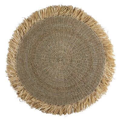 Alfombra redonda de hierba marina 100/120 cm | Alfombra con Borlas DASA (2 tamaños) Beige Natural Carpet