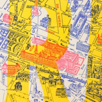 Affiche Letterpress Plan de Paris, A4, architecture, fluo, jaune, rose, bleu 8