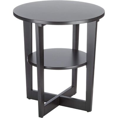Rivet coffee table, round with shelf, black, 50x50x55 cm