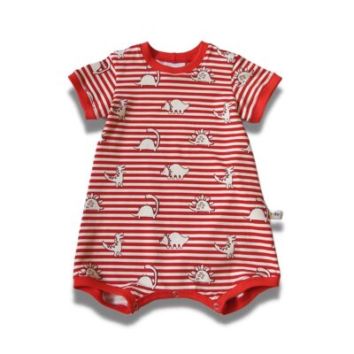 Stripes And Dinosaurs Organic Cotton Jersey Summer Romper