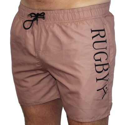 RUGBY SWIM SHORTS IN BEIGE AND BLACK