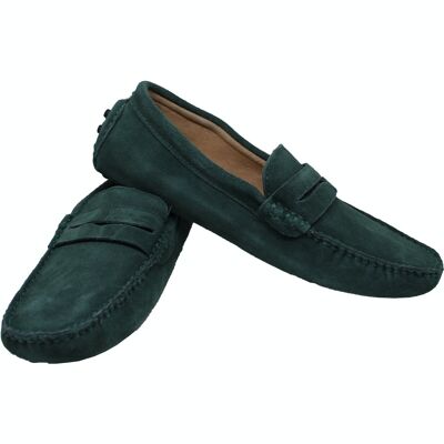 FOREST GREEN NUBUCK LOAFERS