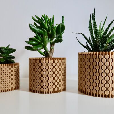 Set of three planters - Hexo - Three sizes