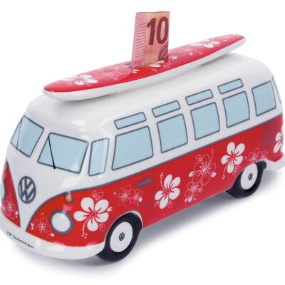 VOLKSWAGEN BUS VW T1 Bus Spardose con Surfbrett (1:18) - Hibiscus