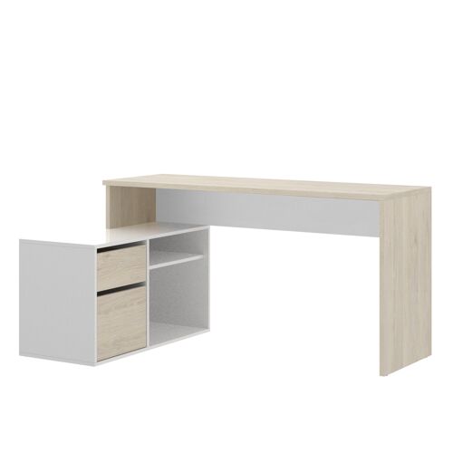 Mesa de Oficina Rox - Roble Natural - Blanco Brillo