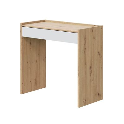 Mesa de escritorio con 1 cajón Junior - Roble Nodi y Blanco Artik