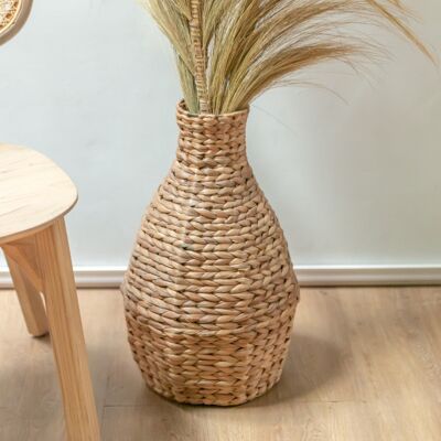 Braided boho vase DAYANA natural made of water hyacinth