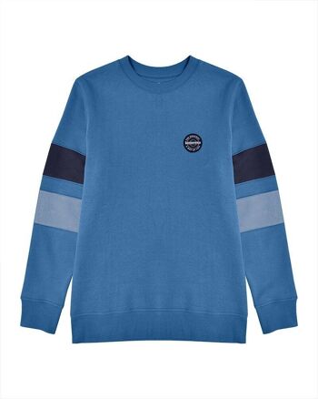 Sweat Col Rond Bandes Bleu Foncé 1