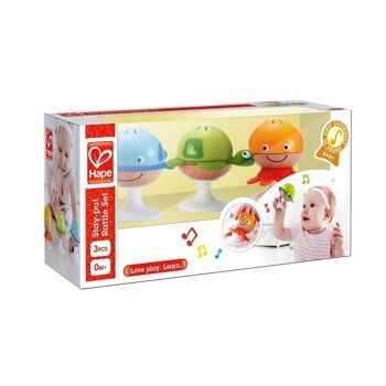 Hape - jouets en bois - Set de 3 hochets en bois et silicone avec ventouse 3