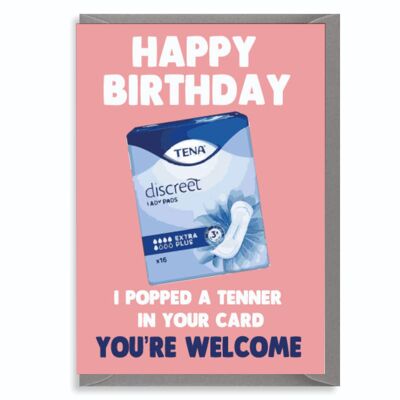 x6 Funny Rude Birthday Card | Tena Lady Card | For Mum, Sister, Aunt, Friend, Best Friend – C29