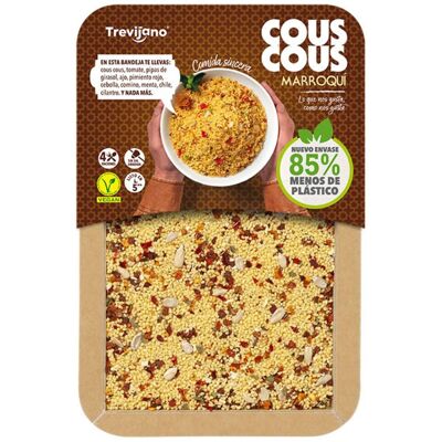 TREVIJANO Cous cous marocchino - vaschetta da 300g - 4 porzioni - Vegan - Pronto in 5 minuti