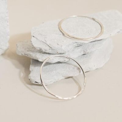 Sterling Silver Hammered Hoops - Large (30mm)