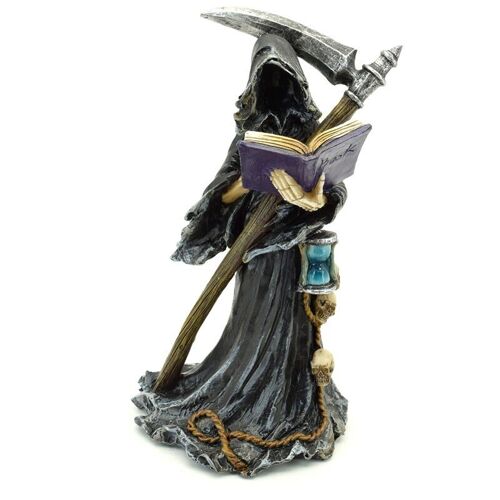 The Reaper Figurine with Book of the Dead & Scythe