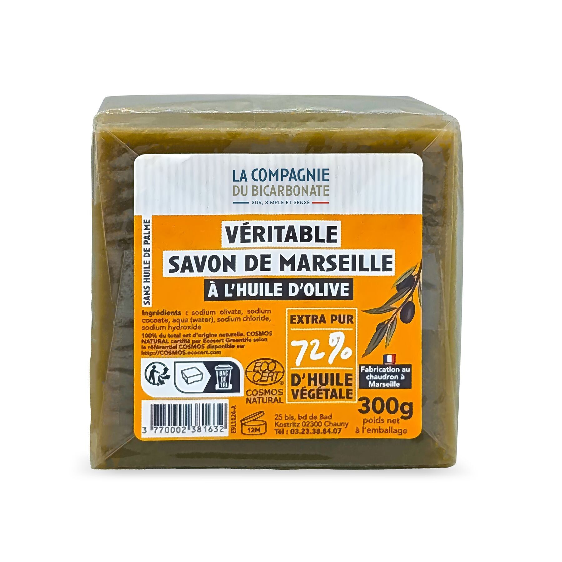 Jabón de Marsella SIN ACEITE DE PALMA - 300 g