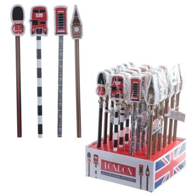 London Souvenir Guardsman, Bus, Telephone Box, Big Ben Pencil & Eraser Topper