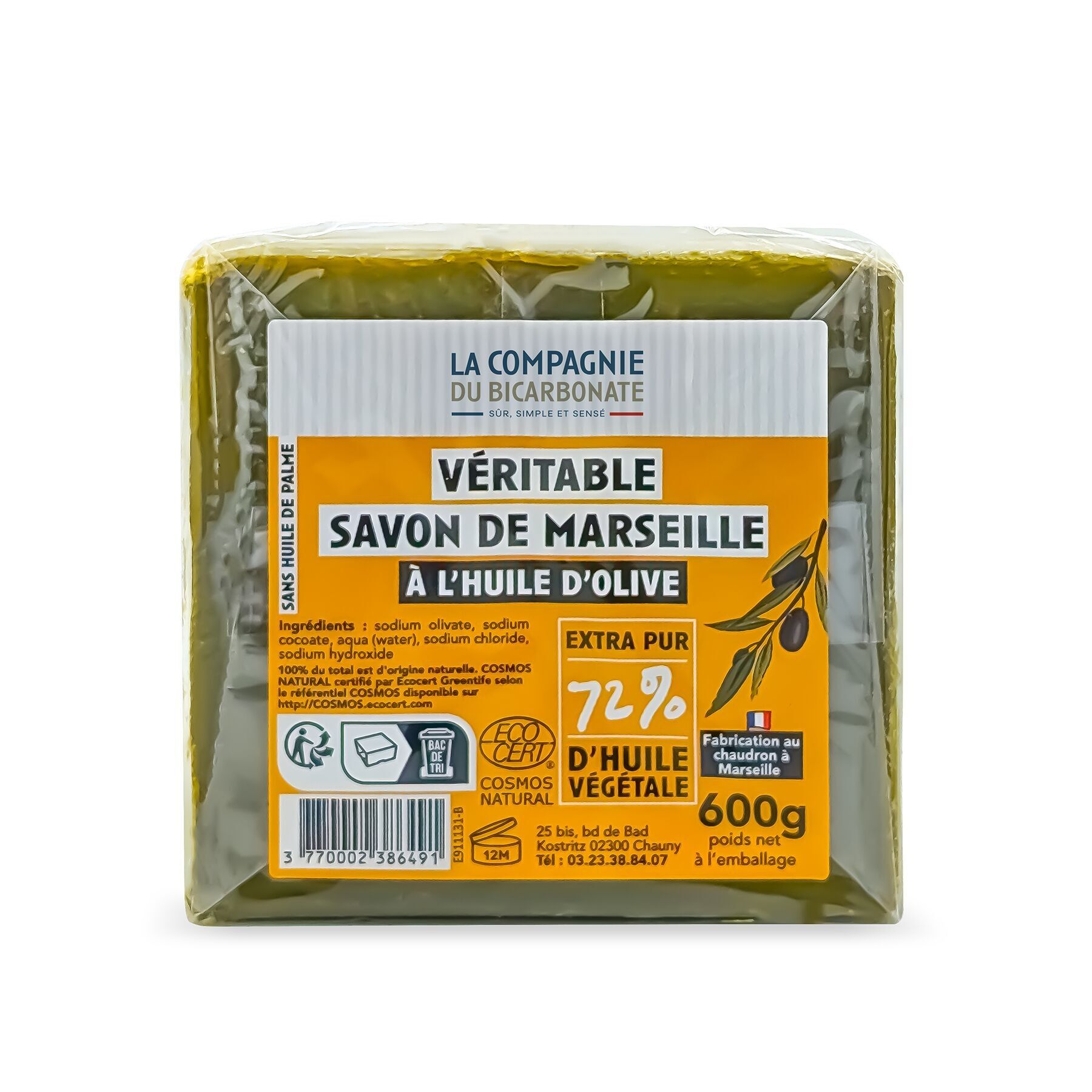 Jabón de Marsella SIN ACEITE DE PALMA - 600 g