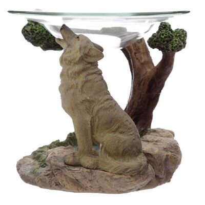 Protector of the North Spirit of the Forest Wolf Oil Burner with Glass Dish