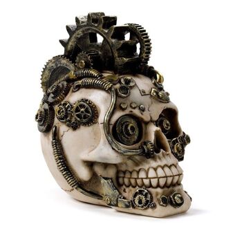 Crâne de style steampunk avec pignons et ressorts 1