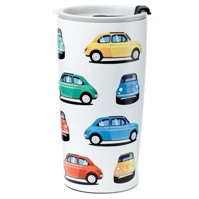 Retro Fiat 500 Reusable Stainless Hot & Cold Thermal Insulated Food & Drink Cup 500ml