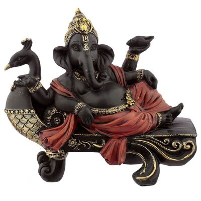 Estatuilla de Ganesh en banco de pavo real