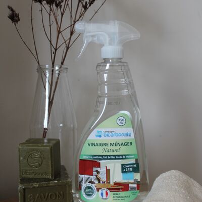 Household white vinegar concentrated at 14° - Refillable spray - 750 ml