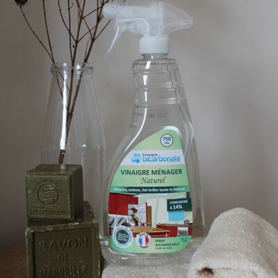 Household white vinegar concentrated at 14° - Refillable spray - 750 ml