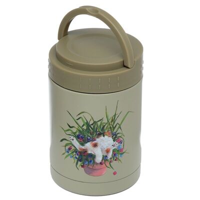 Kim Haskins Cat in Plant Pot Hot & Cold Lunch Pot 500ml