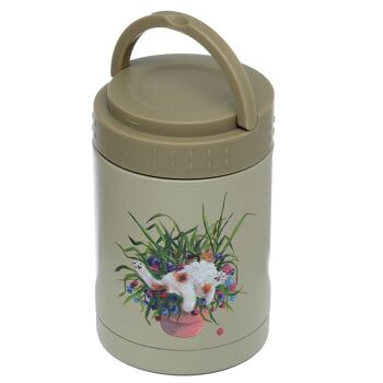 Kim Haskins Cat in Plant Pot Hot & Cold Lunch Pot 500 ml