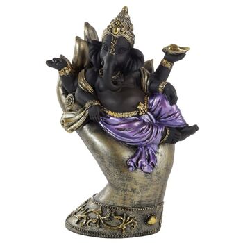 Ganesh violet, doré et noir posé à la main