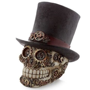 Crâne de style steampunk avec chapeau haut de forme 1