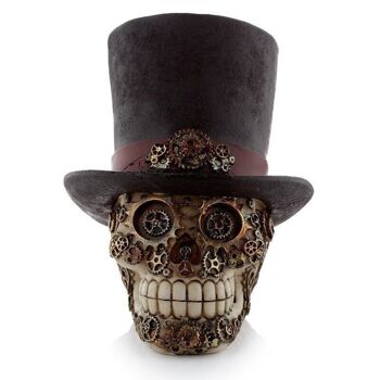Crâne de style steampunk avec chapeau haut de forme 3
